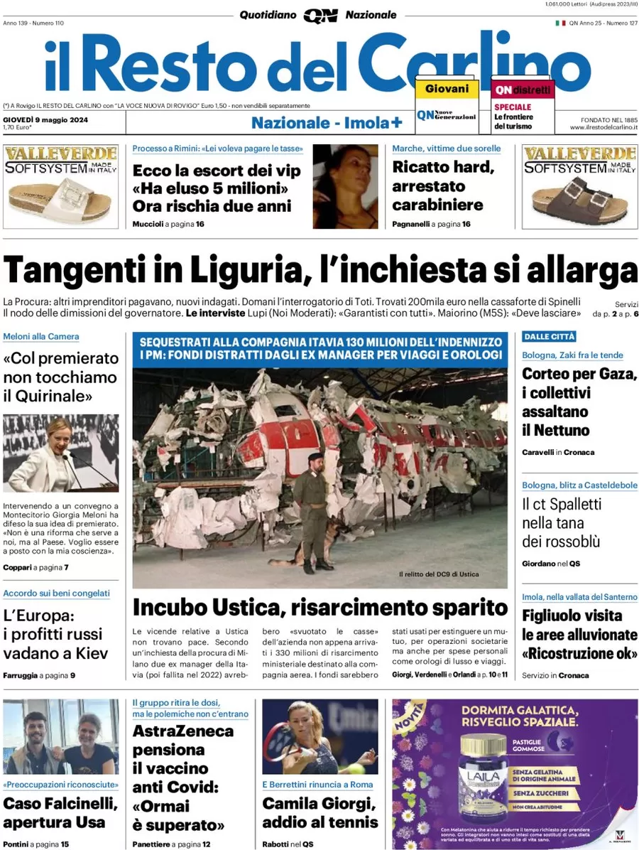 anteprima della prima pagina di il-resto-del-carlino del 09/05/2024