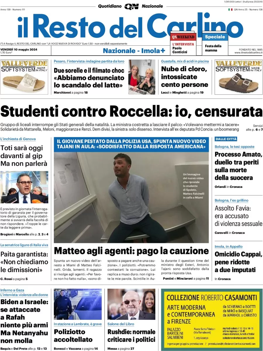 anteprima della prima pagina di il-resto-del-carlino del 10/05/2024