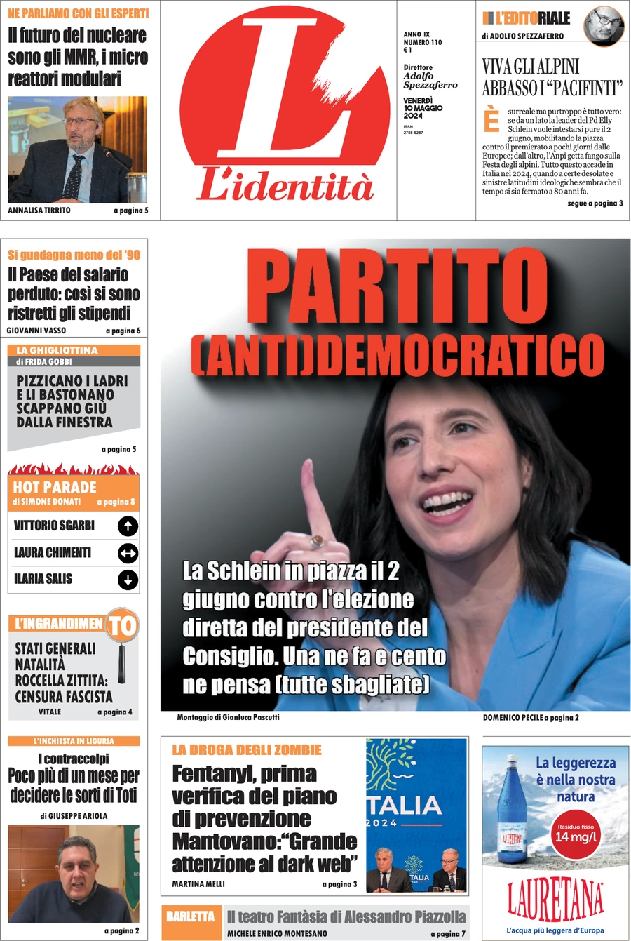 anteprima della prima pagina di lidentit del 10/05/2024