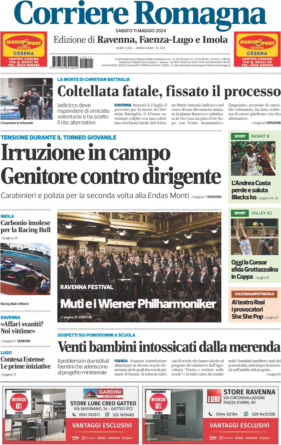 prima pagina - Corriere Romagna (Ravenna e Imola) del 11/05/2024