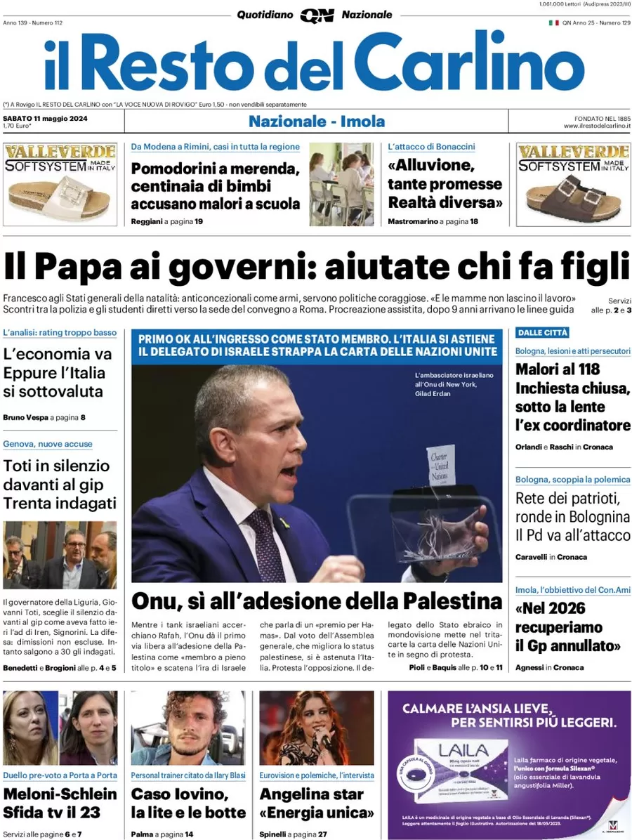 anteprima della prima pagina di il-resto-del-carlino del 11/05/2024