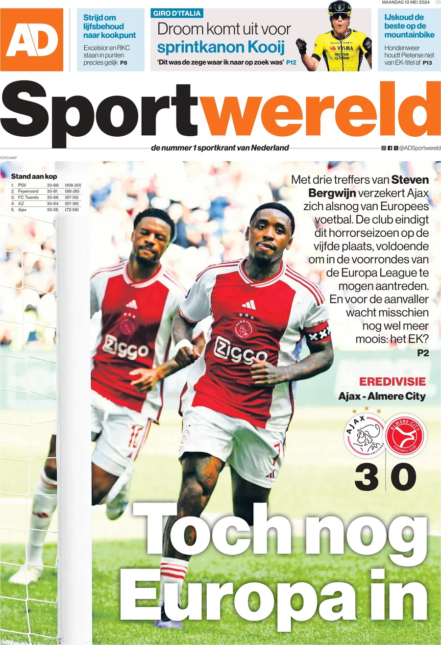 prima pagina - AD Sportwereld del 12/05/2024