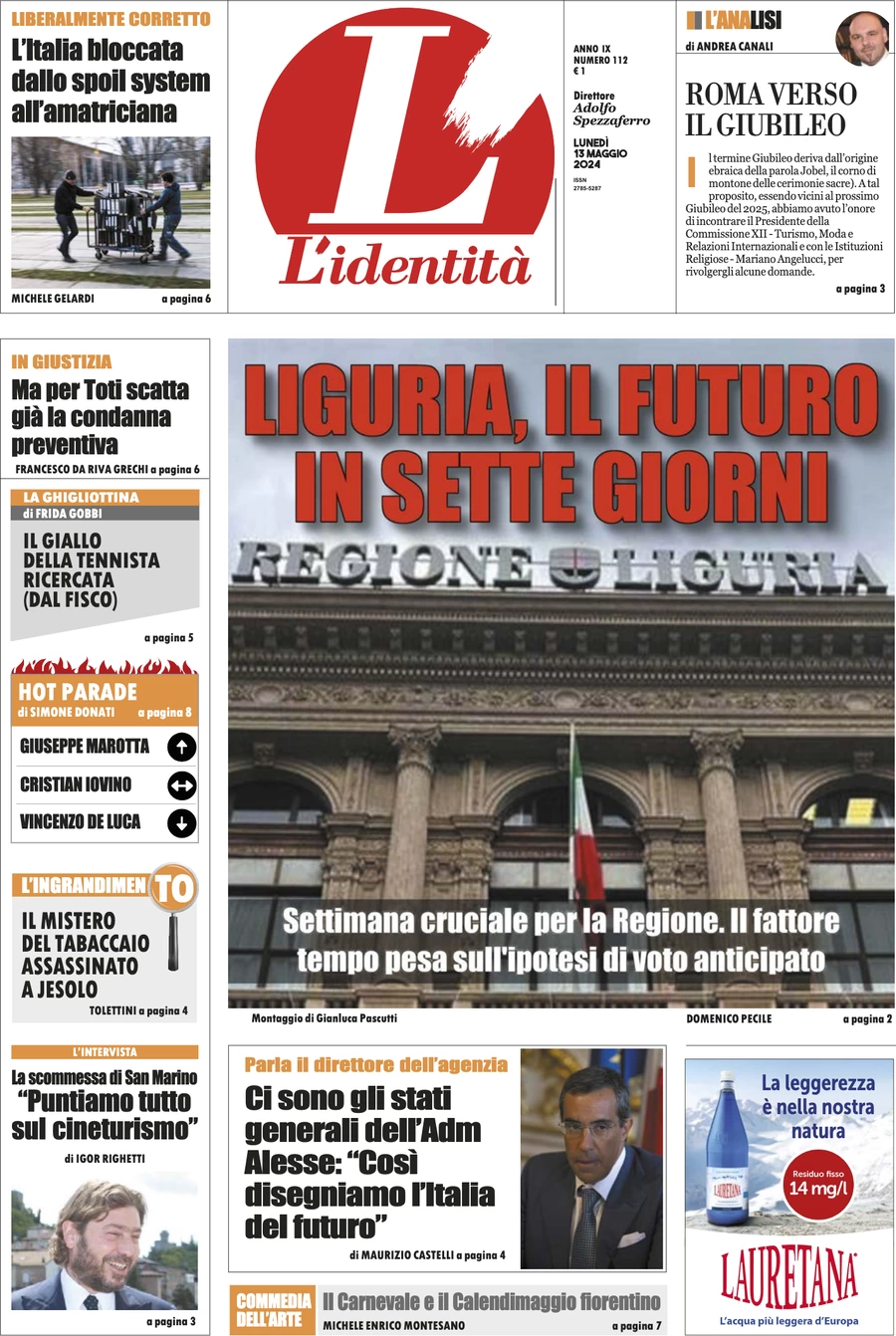 anteprima della prima pagina di lidentit del 12/05/2024