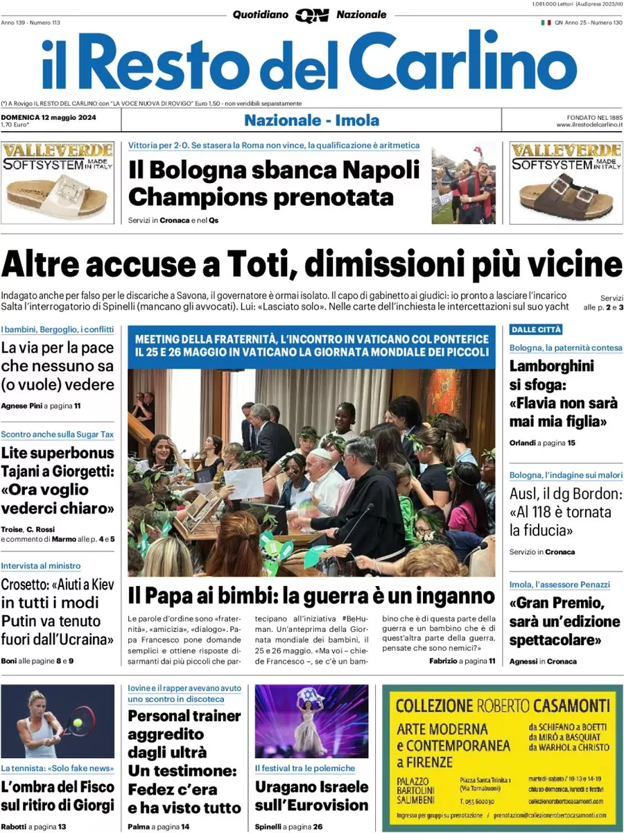 anteprima della prima pagina di il-resto-del-carlino del 12/05/2024