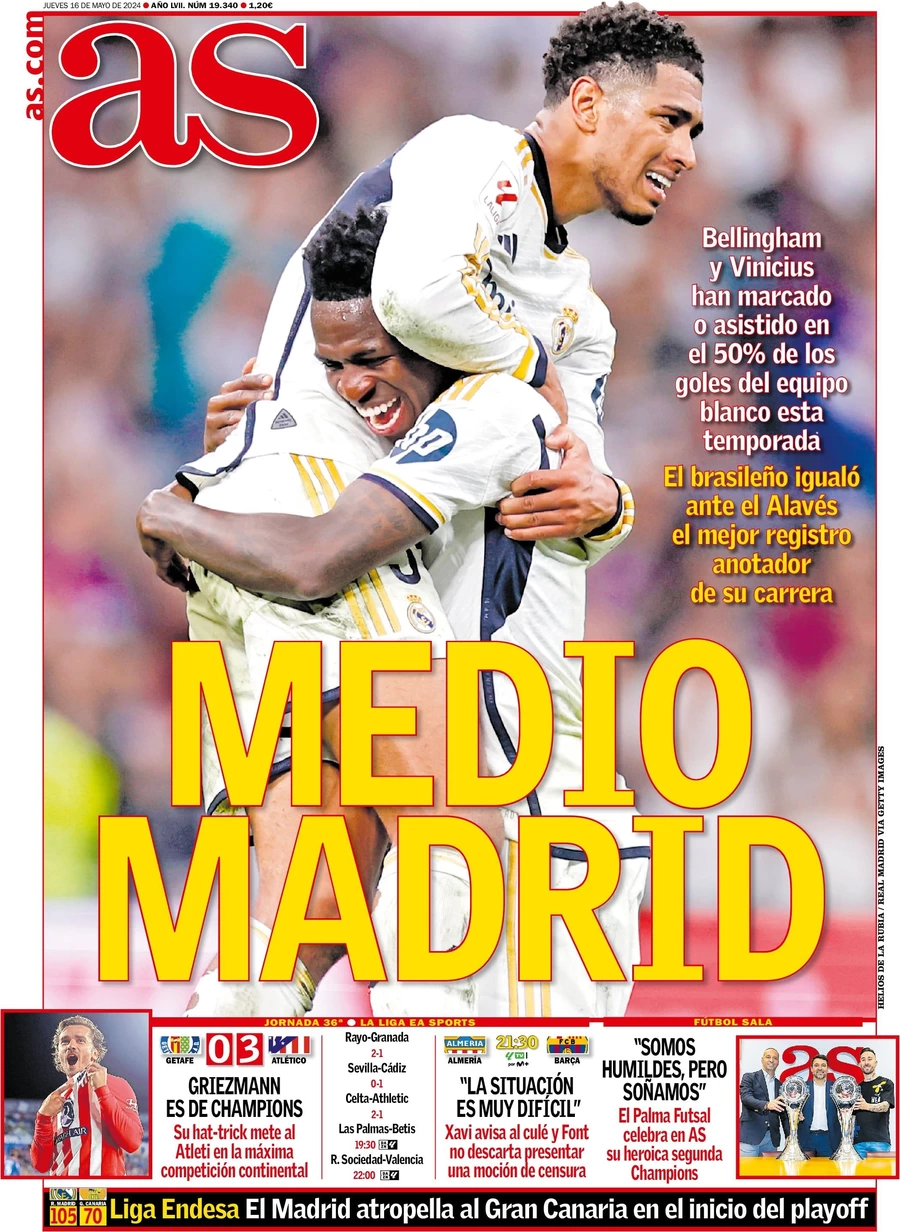 prima pagina - AS (Madrid) del 16/05/2024