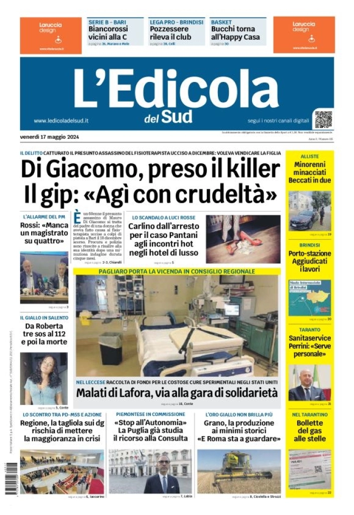 prima pagina - L'Edicola del Sud (Lecce) del 17/05/2024