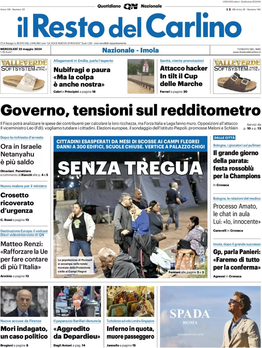 anteprima della prima pagina di il-resto-del-carlino del 22/05/2024