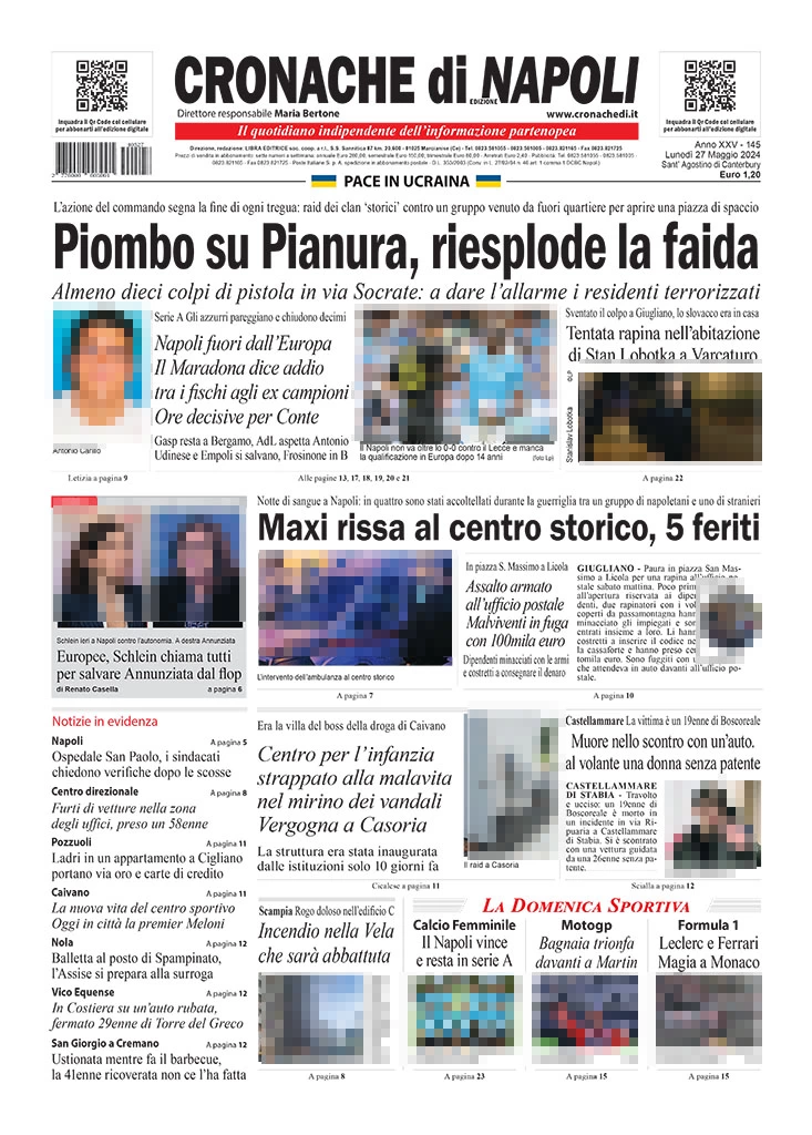 anteprima della prima pagina di cronache-di-napoli del 27/05/2024