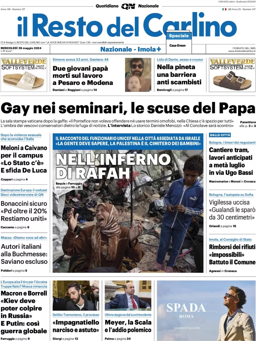 anteprima della prima pagina di il-resto-del-carlino del 29/05/2024