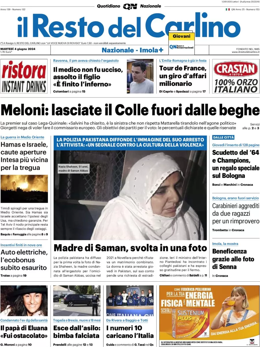 anteprima della prima pagina di il-resto-del-carlino del 04/06/2024