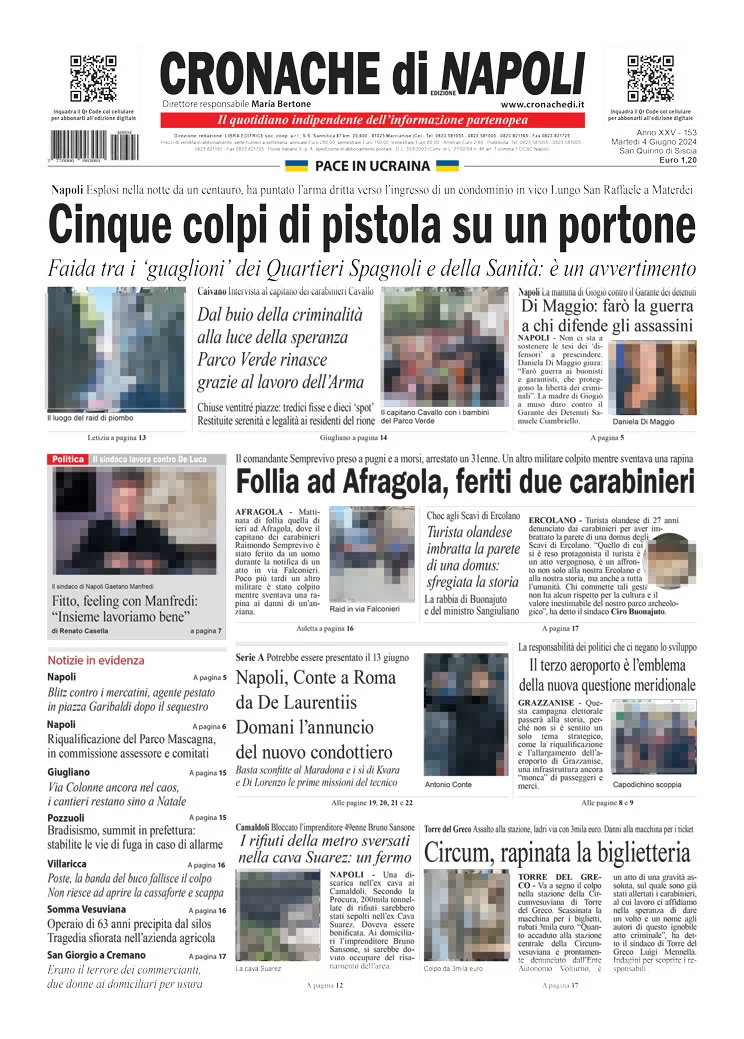 anteprima della prima pagina di cronache-di-napoli del 04/06/2024