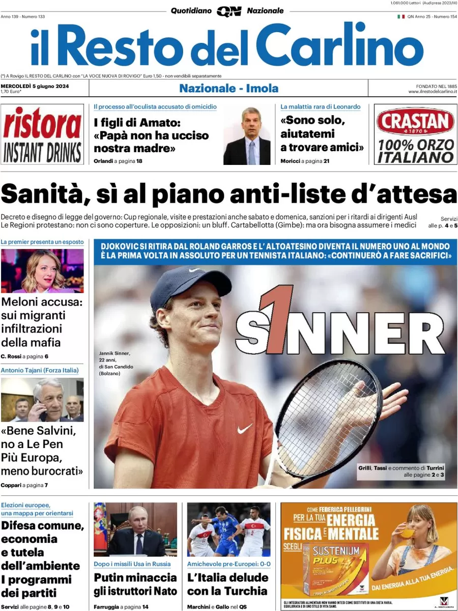 anteprima della prima pagina di il-resto-del-carlino del 05/06/2024