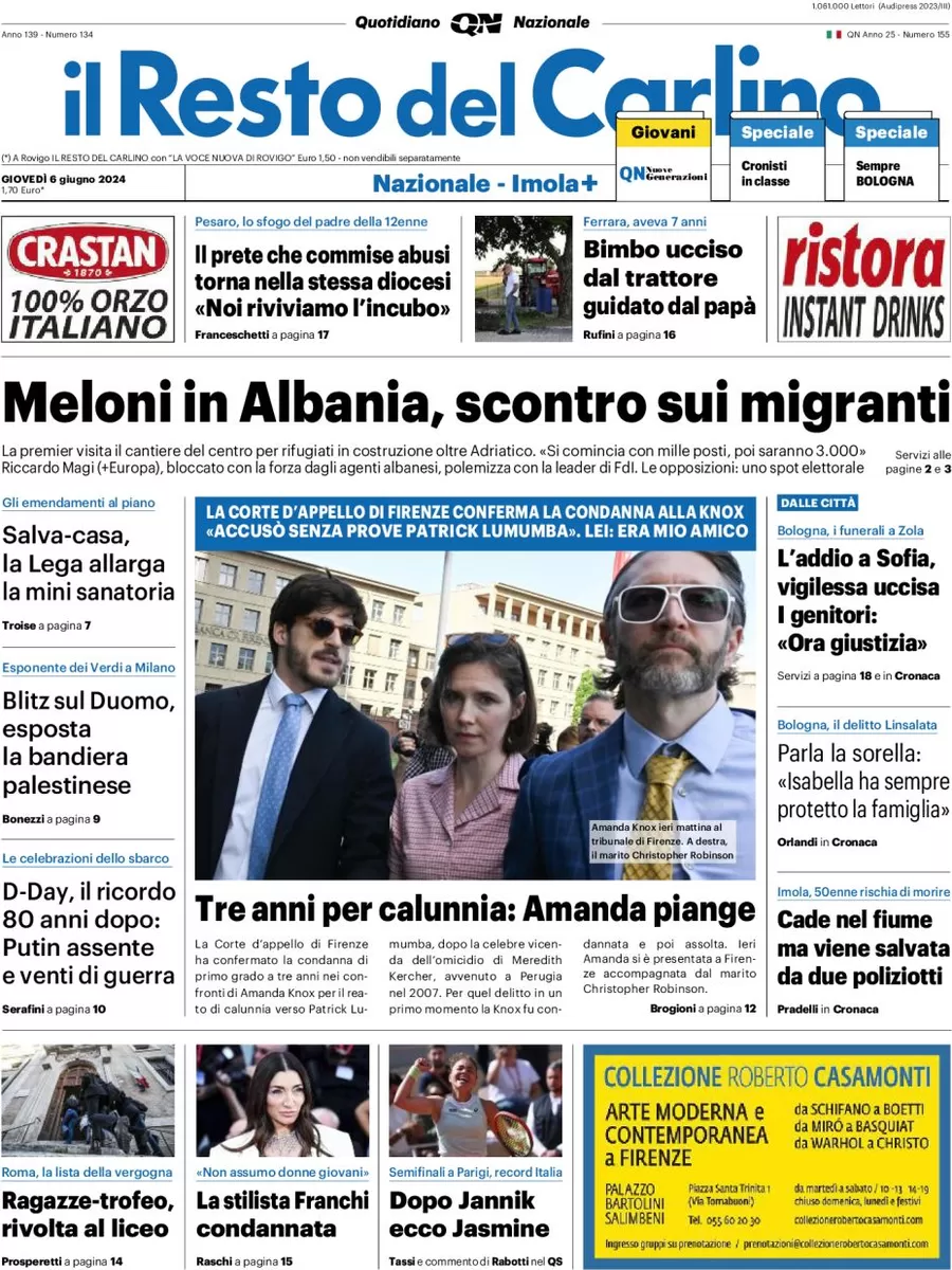 anteprima della prima pagina di il-resto-del-carlino del 06/06/2024