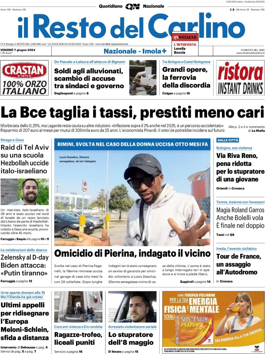 anteprima della prima pagina di il-resto-del-carlino del 07/06/2024