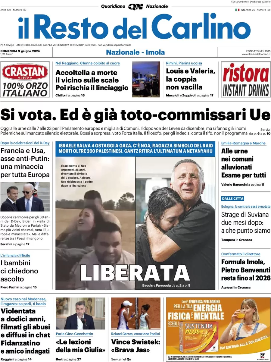 anteprima della prima pagina di il-resto-del-carlino del 09/06/2024