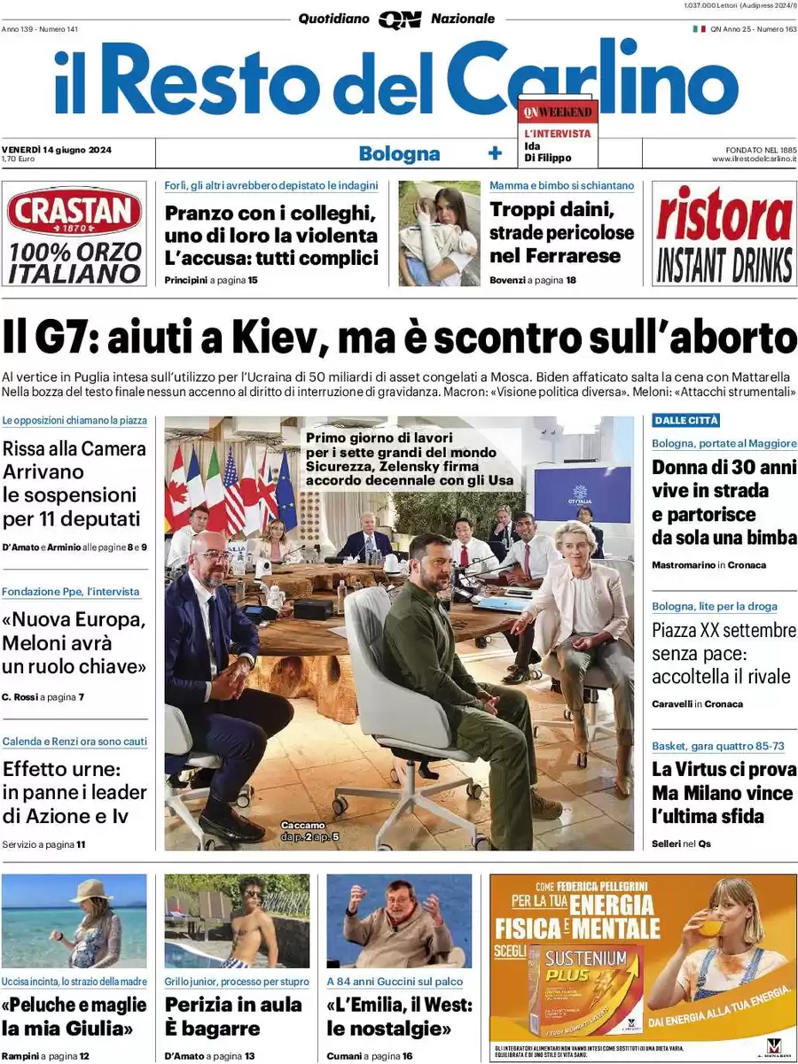 anteprima della prima pagina di il-resto-del-carlino del 14/06/2024