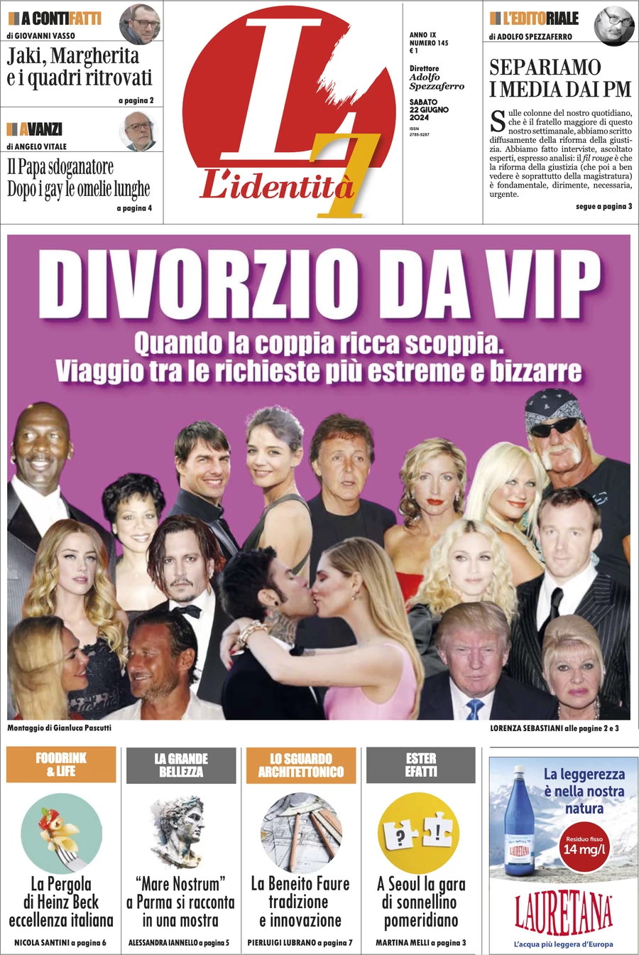 anteprima della prima pagina di lidentit del 22/06/2024