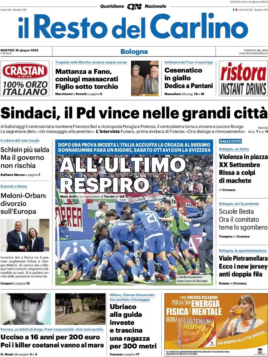 anteprima della prima pagina di il-resto-del-carlino del 25/06/2024