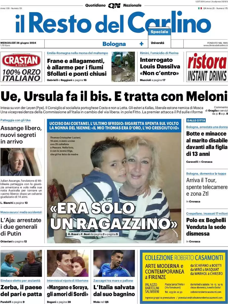 anteprima della prima pagina di il-resto-del-carlino del 26/06/2024