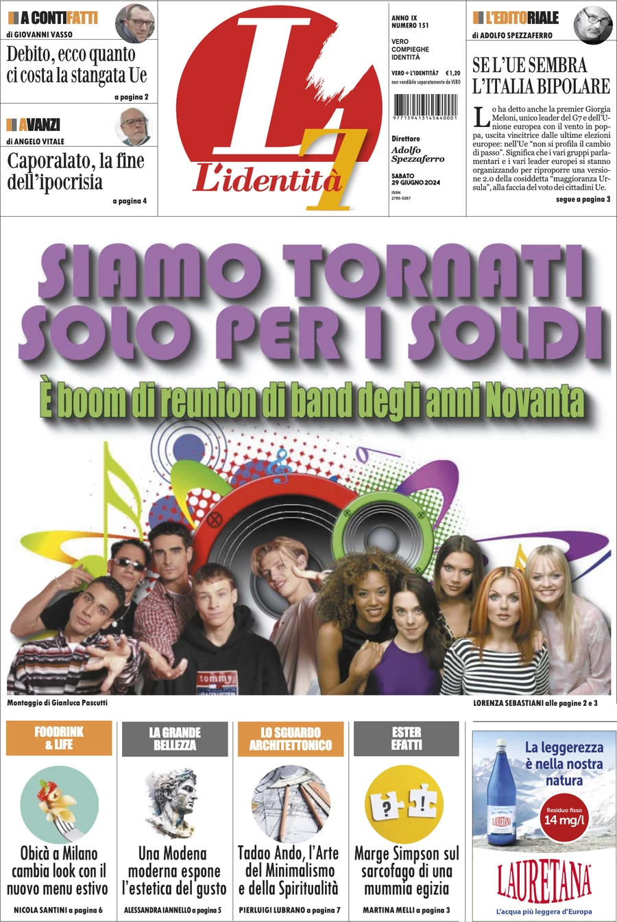 anteprima della prima pagina di lidentit del 28/06/2024