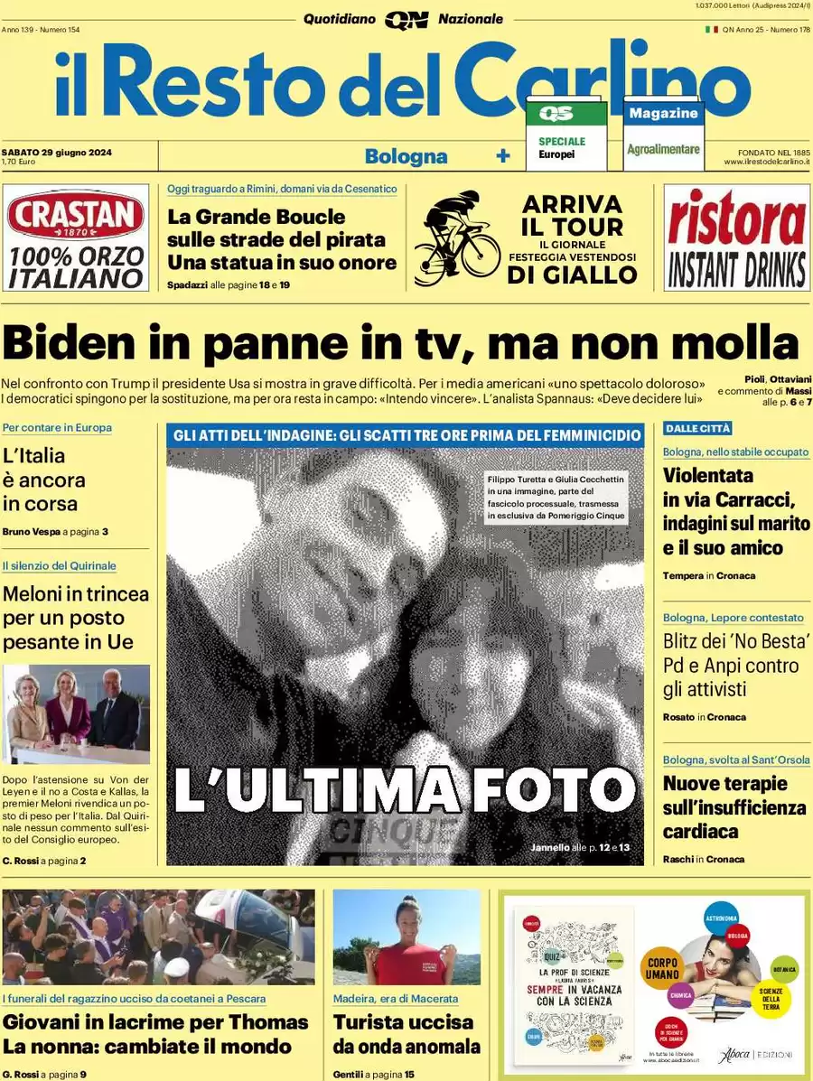 anteprima della prima pagina di il-resto-del-carlino del 29/06/2024