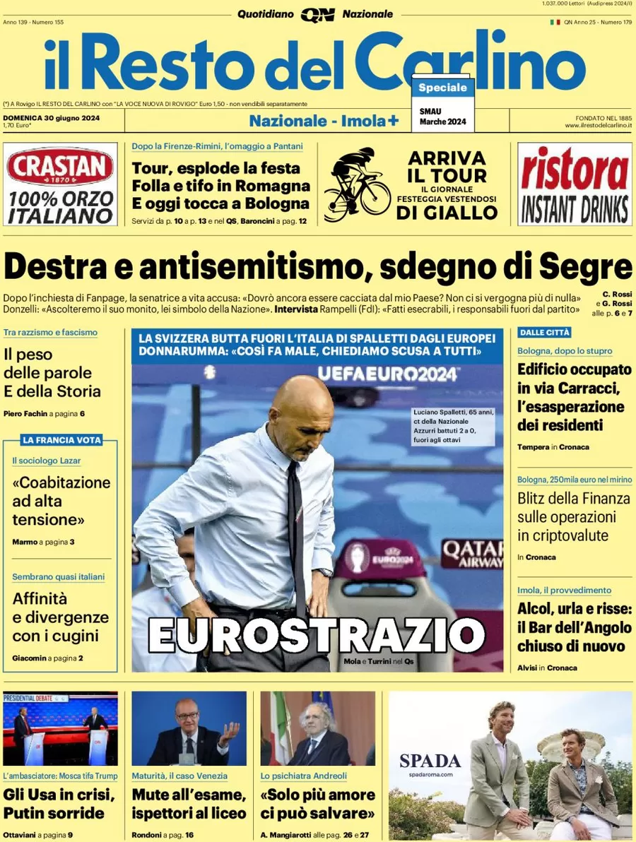 anteprima della prima pagina di il-resto-del-carlino del 30/06/2024