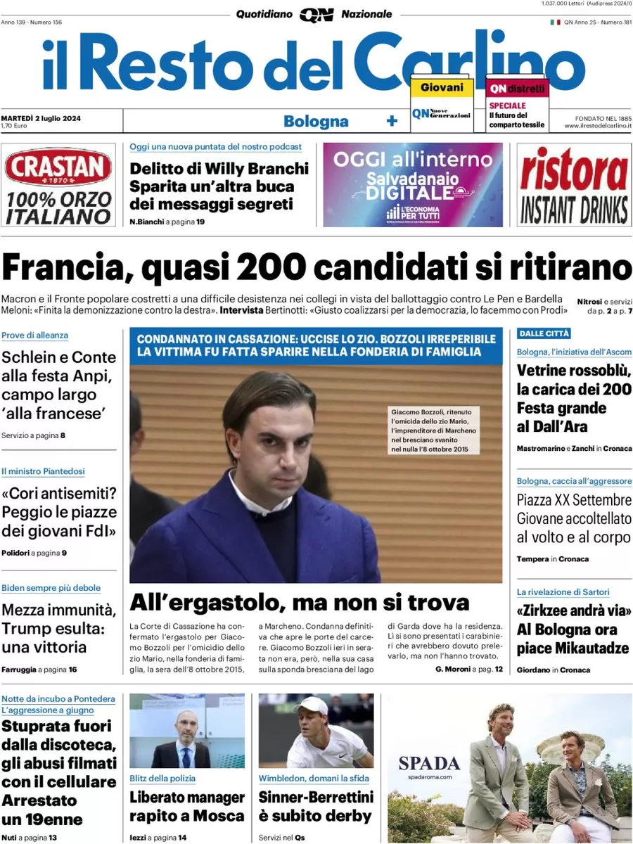 anteprima della prima pagina di il-resto-del-carlino del 02/07/2024