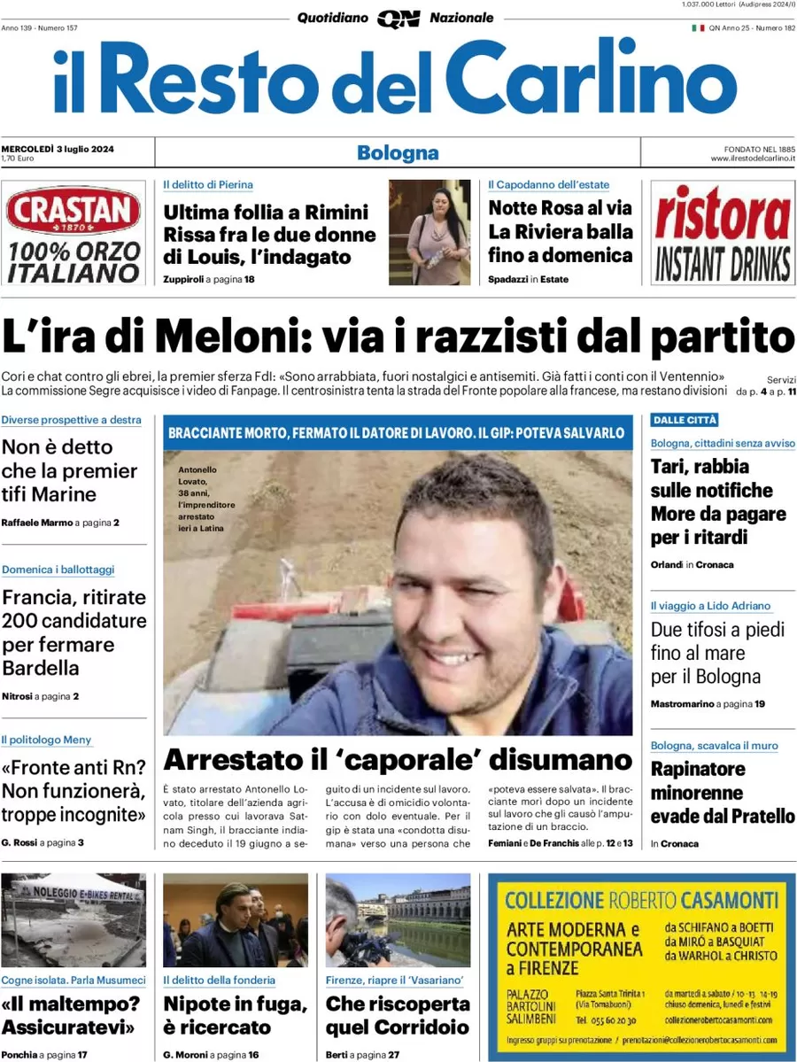 anteprima della prima pagina di il-resto-del-carlino del 03/07/2024