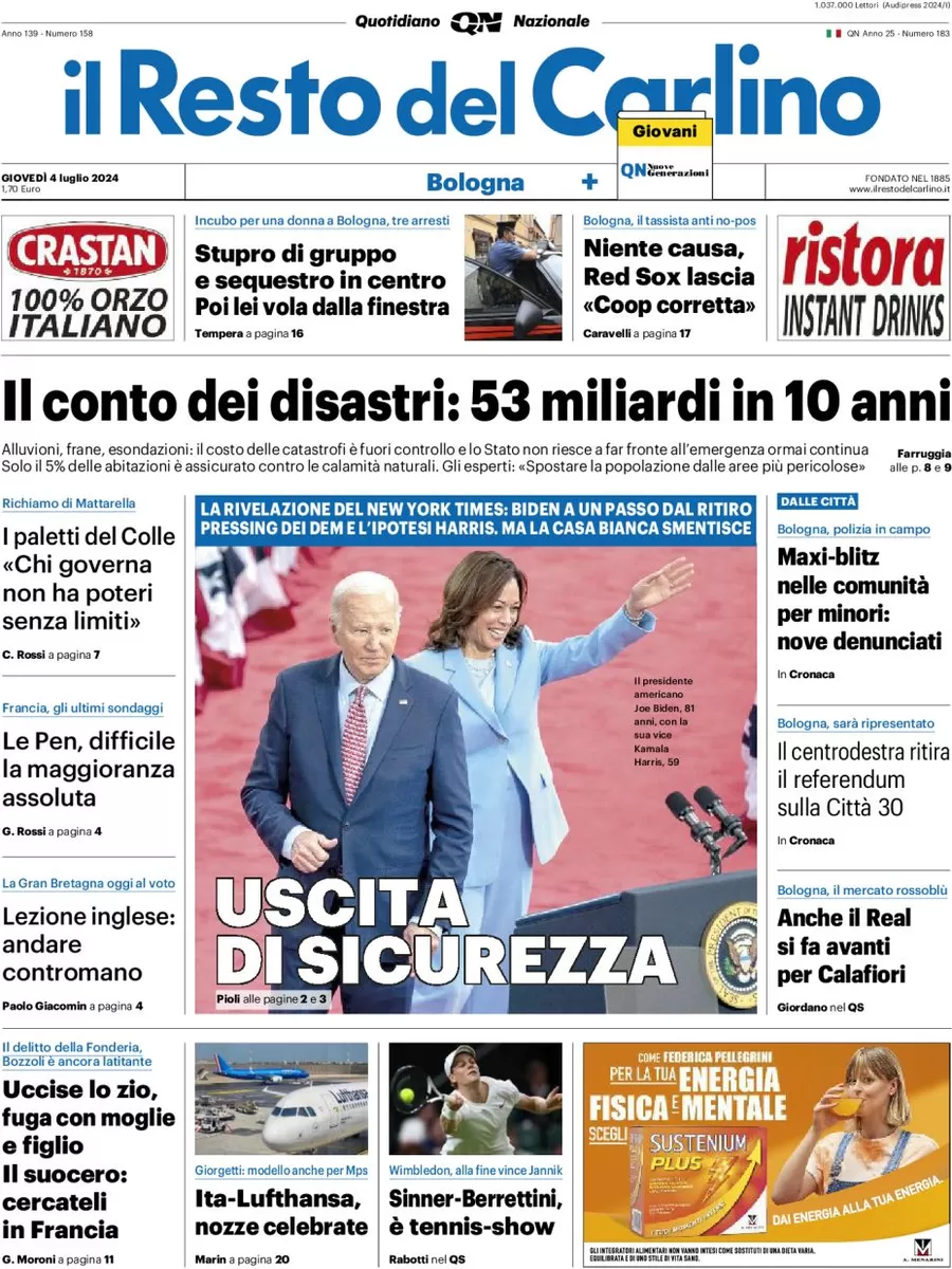 anteprima della prima pagina di il-resto-del-carlino del 04/07/2024