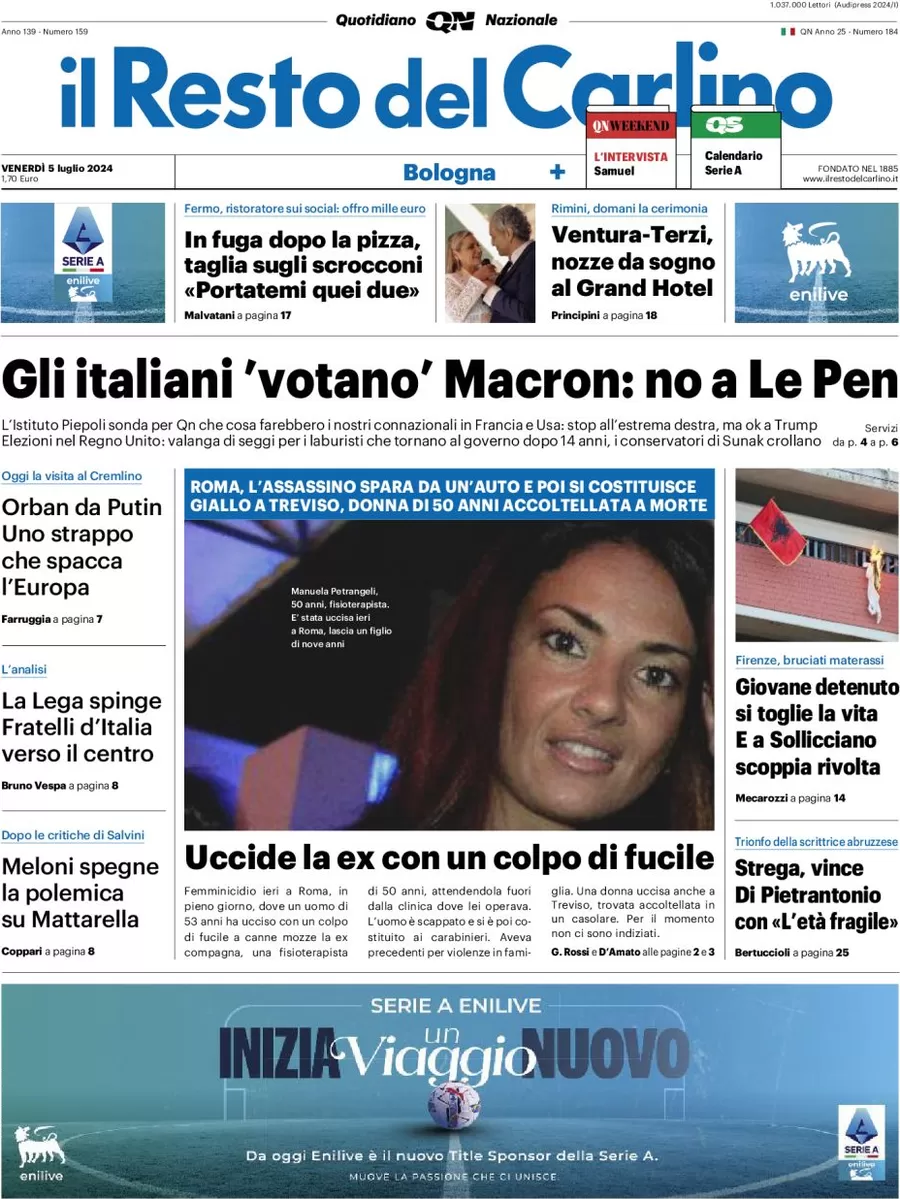 anteprima della prima pagina di il-resto-del-carlino del 05/07/2024