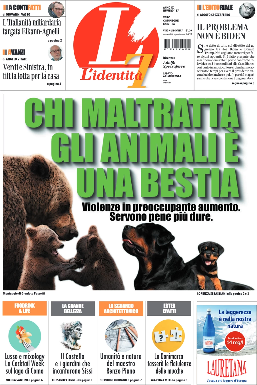 anteprima della prima pagina di lidentit del 06/07/2024