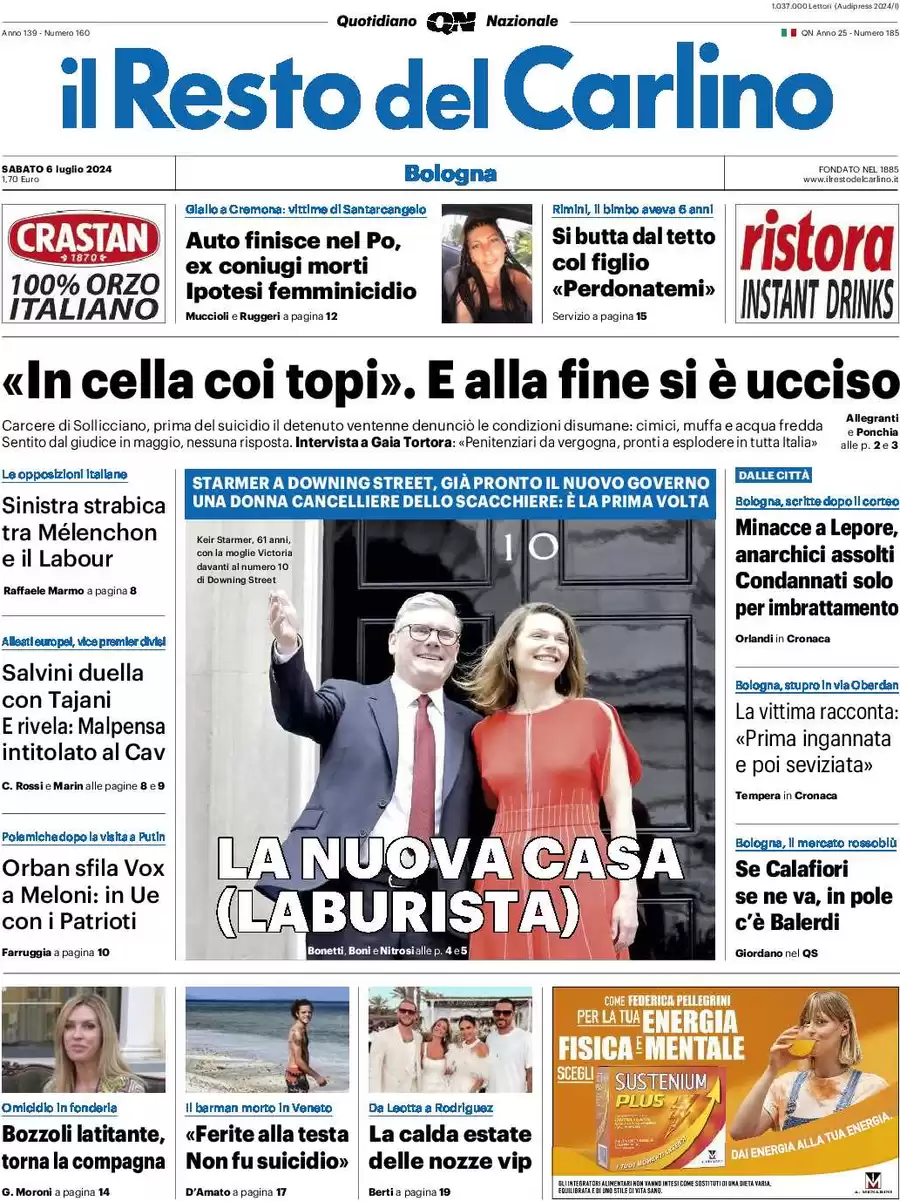 anteprima della prima pagina di il-resto-del-carlino del 06/07/2024