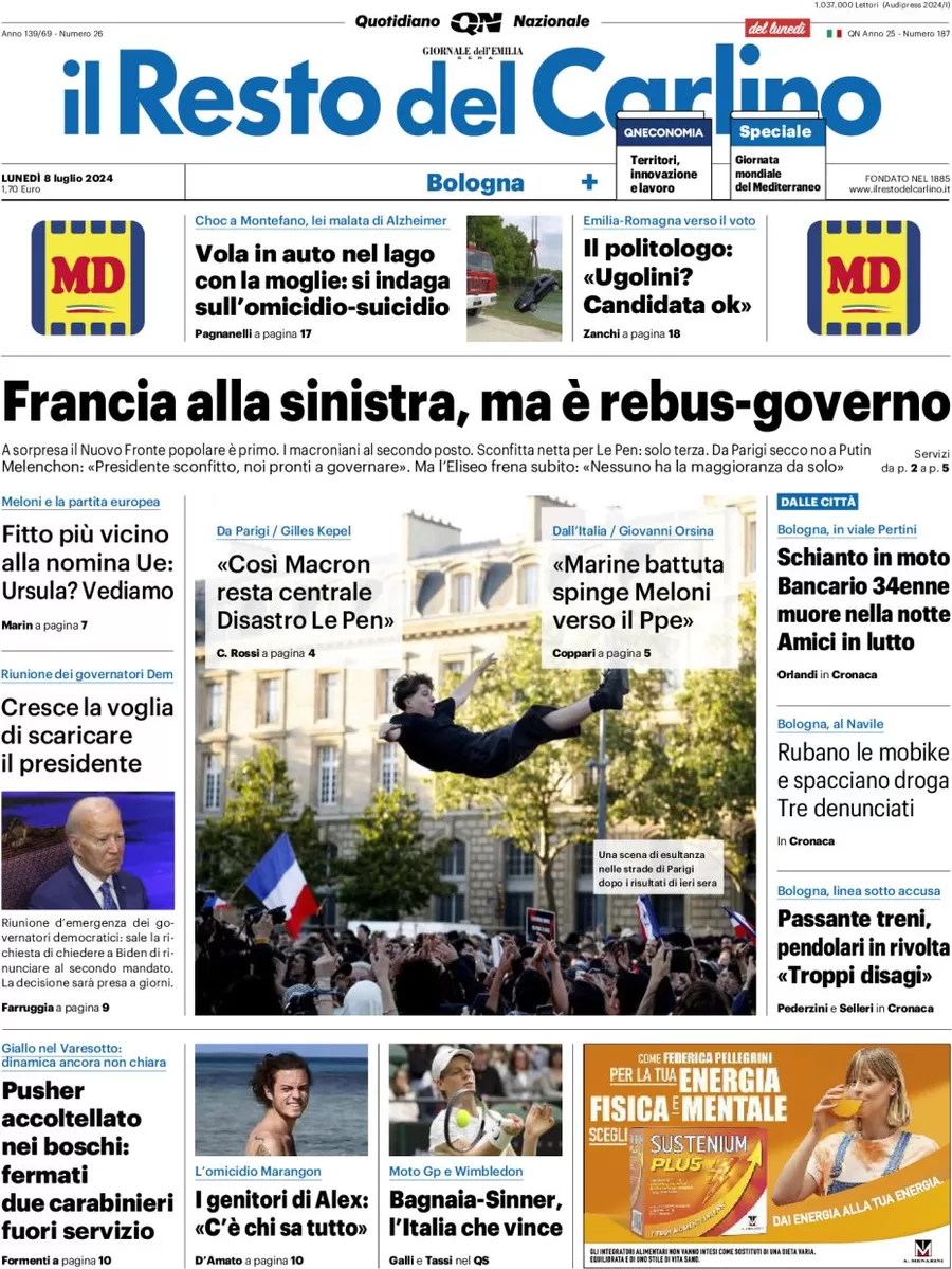 anteprima della prima pagina di il-resto-del-carlino del 08/07/2024