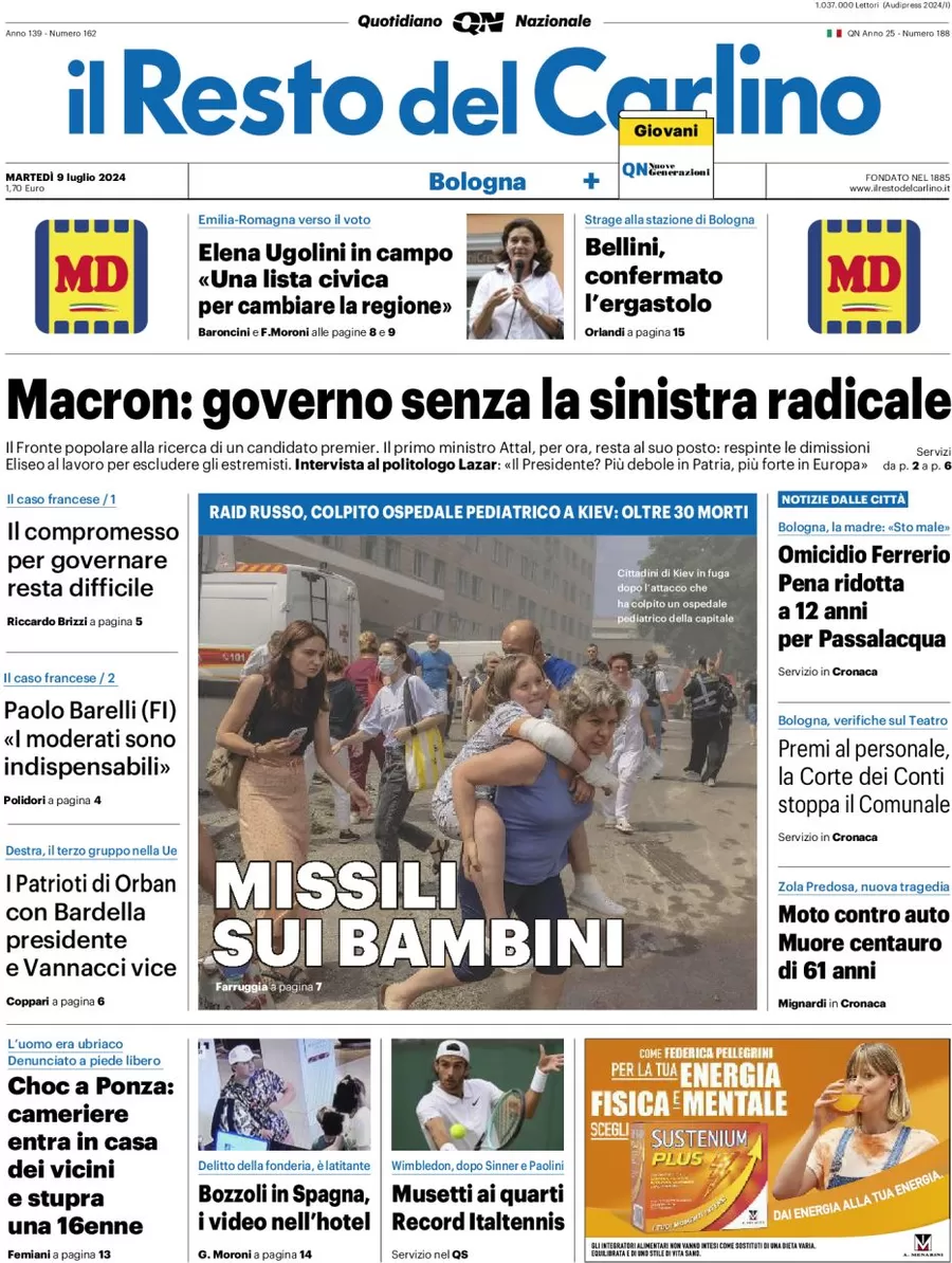 anteprima della prima pagina di il-resto-del-carlino del 09/07/2024