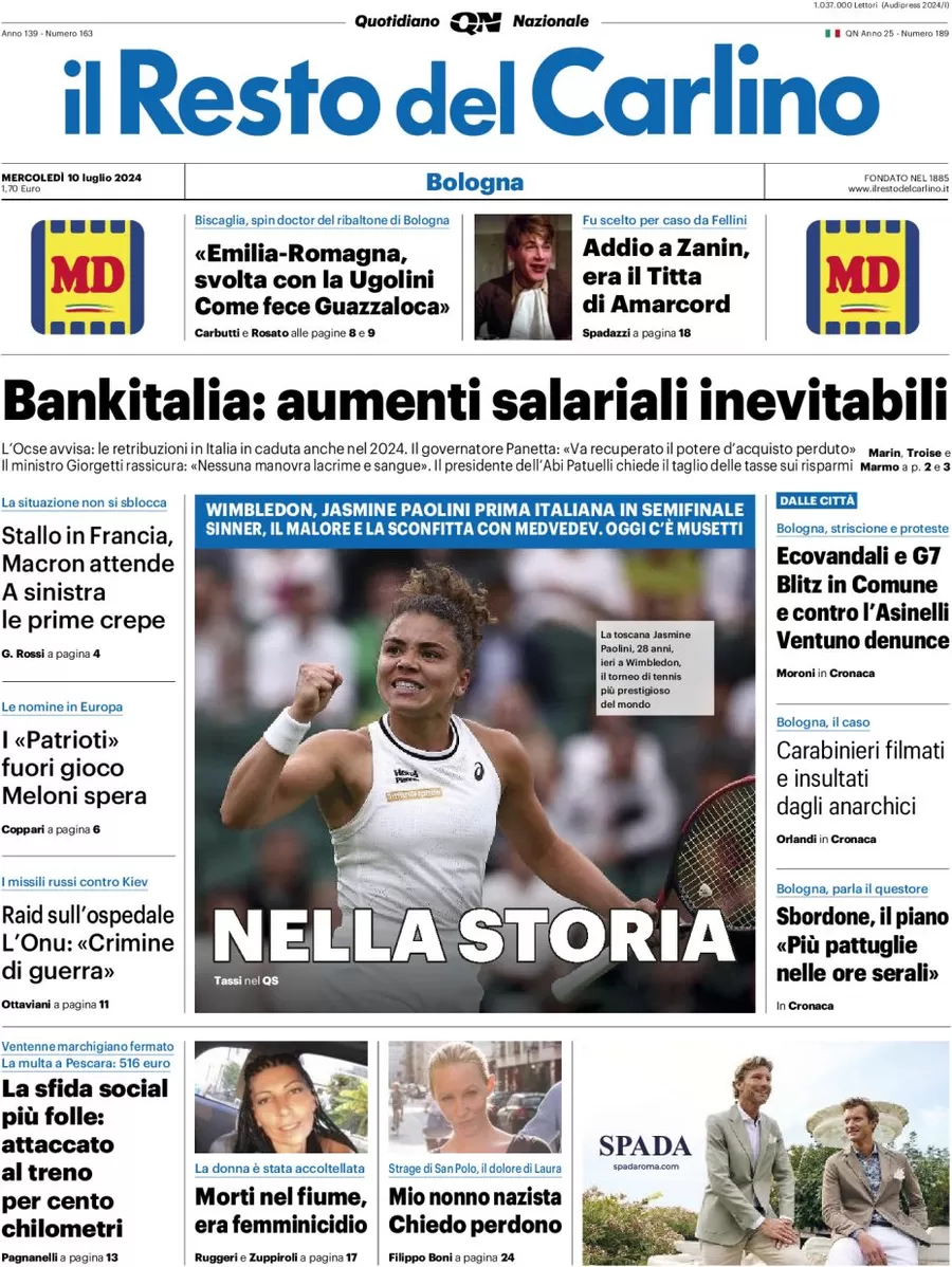 anteprima della prima pagina di il-resto-del-carlino del 10/07/2024