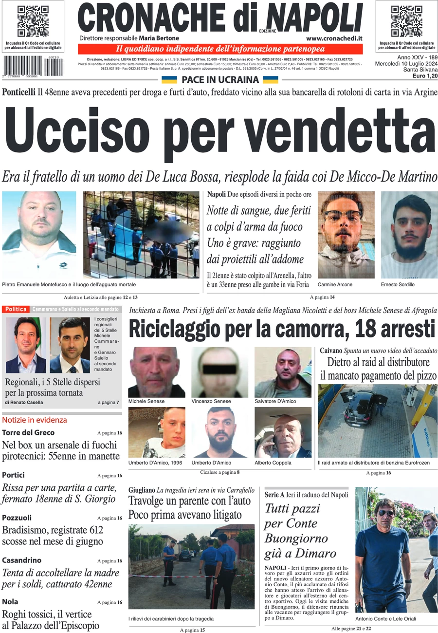 anteprima della prima pagina di cronache-di-napoli del 10/07/2024