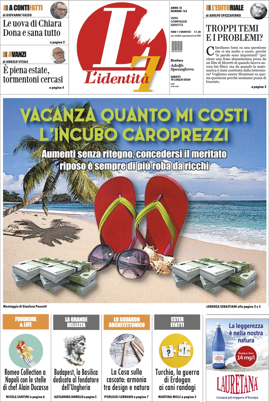 anteprima della prima pagina di lidentit del 13/07/2024