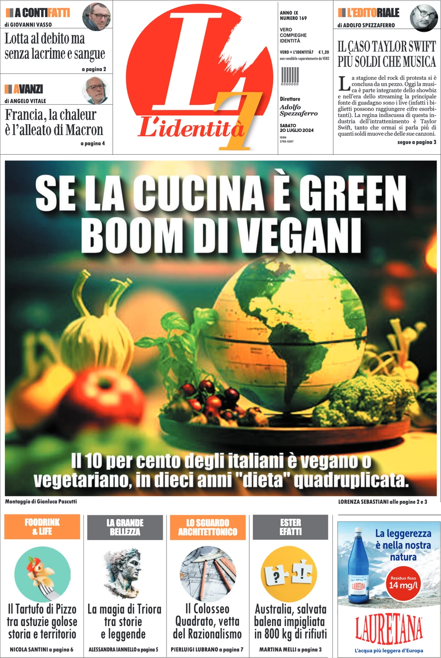 anteprima della prima pagina di lidentit del 20/07/2024