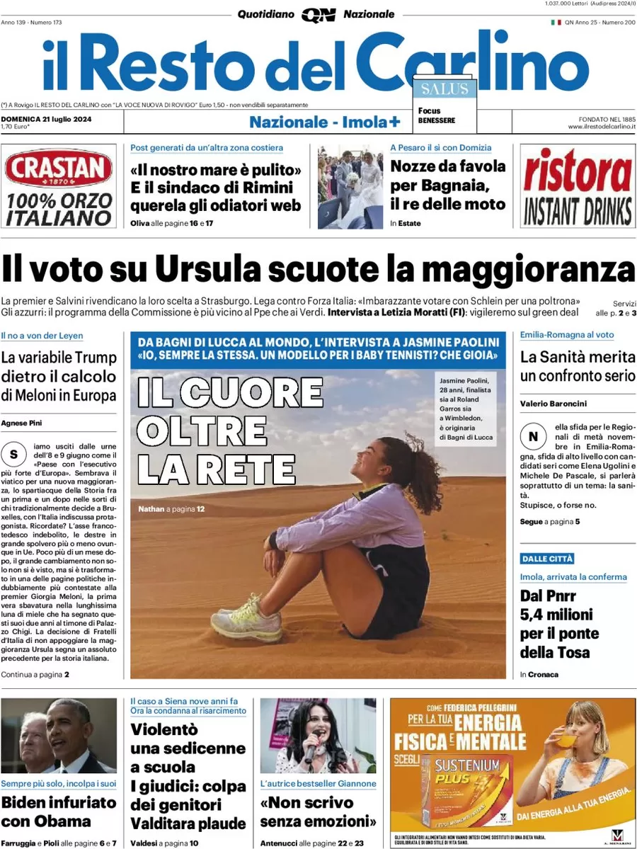 anteprima della prima pagina di il-resto-del-carlino del 21/07/2024