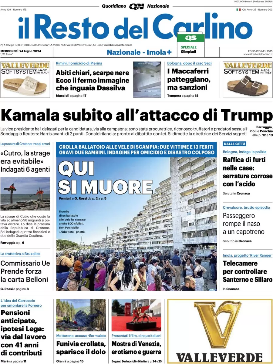 anteprima della prima pagina di il-resto-del-carlino del 24/07/2024