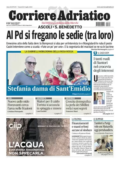 anteprima della prima pagina di Corriere Adriatico (Ascoli)