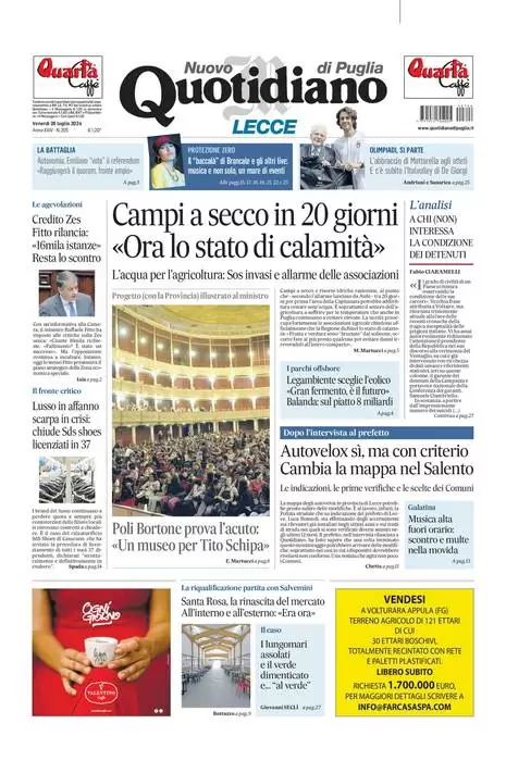 anteprima della prima pagina di Nuovo Quotidiano di Puglia (Lecce)