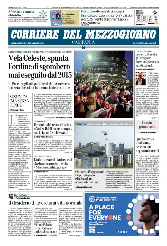 anteprima della prima pagina di Corriere del Mezzogiorno (Campania)