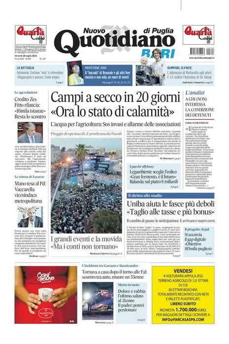 anteprima della prima pagina di Nuovo Quotidiano di Puglia (Bari)