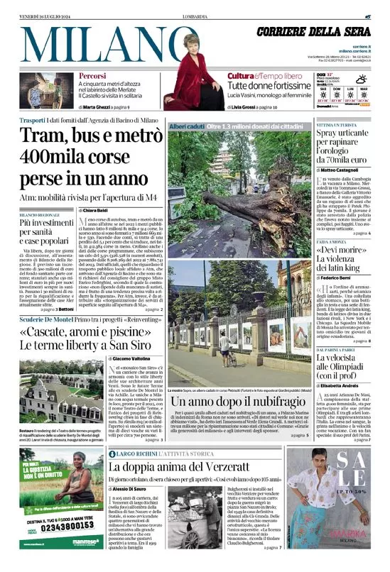 anteprima della prima pagina di Corriere della Sera (Milano)
