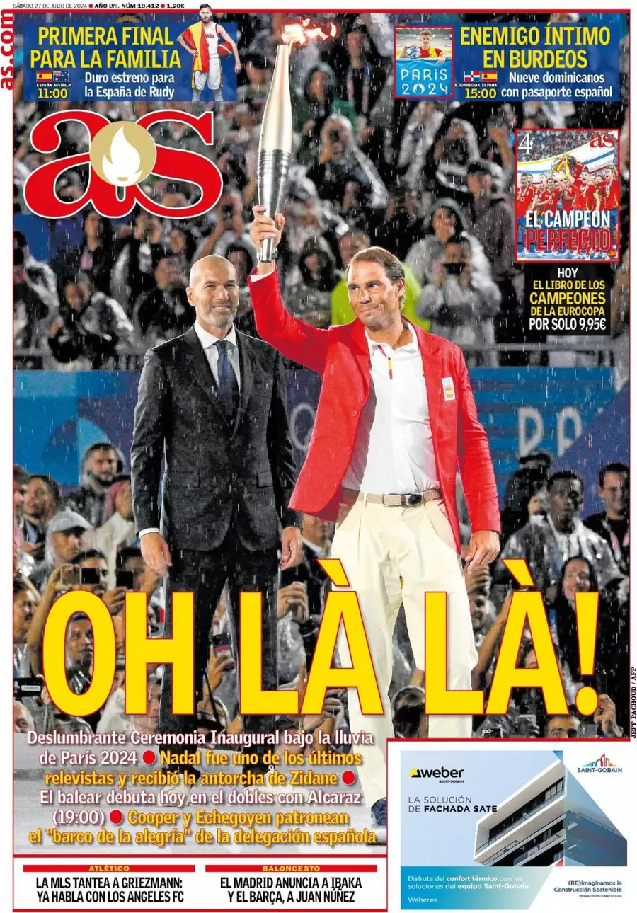 prima pagina - AS (Madrid) del 27/07/2024