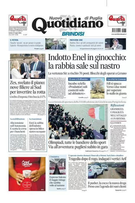 anteprima della prima pagina di Nuovo Quotidiano di Puglia (Brindisi)