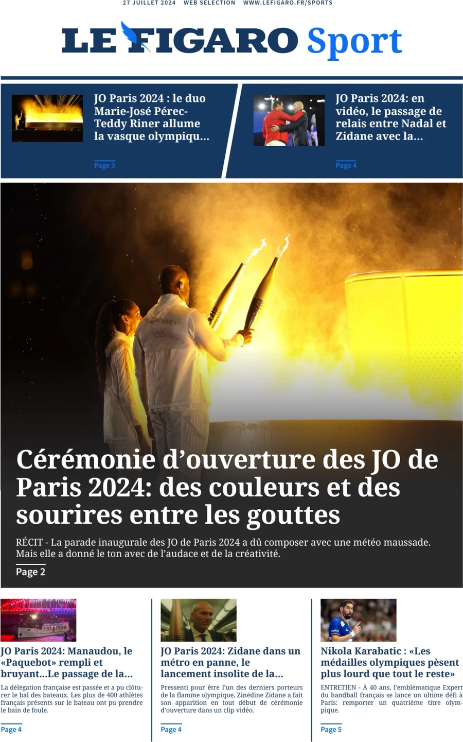 anteprima della prima pagina di Le Figaro SPORT