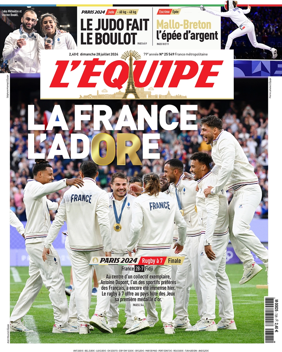 anteprima della prima pagina di lequipe del 28/07/2024