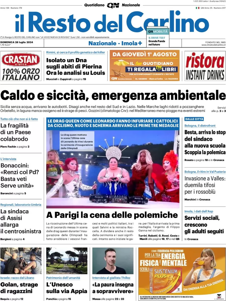 anteprima della prima pagina di il-resto-del-carlino del 28/07/2024